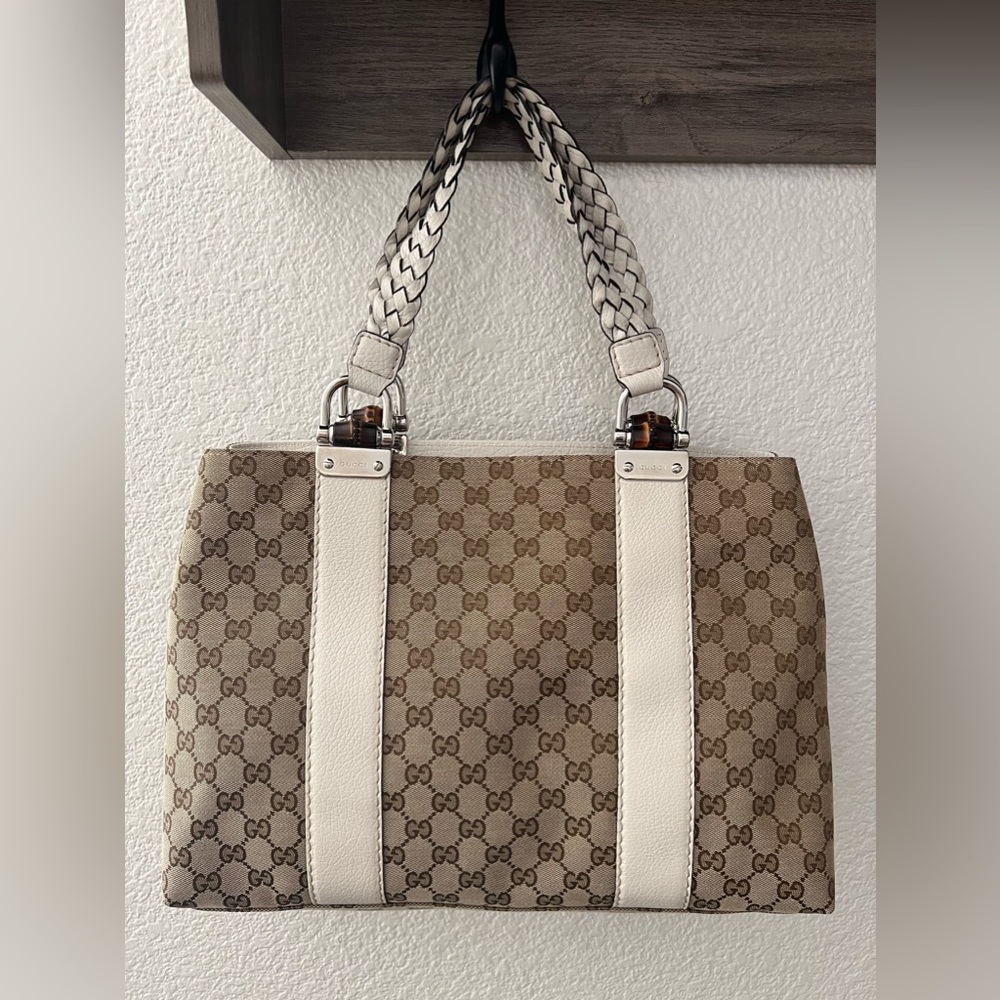 Gucci bamboo bar tote purse bag